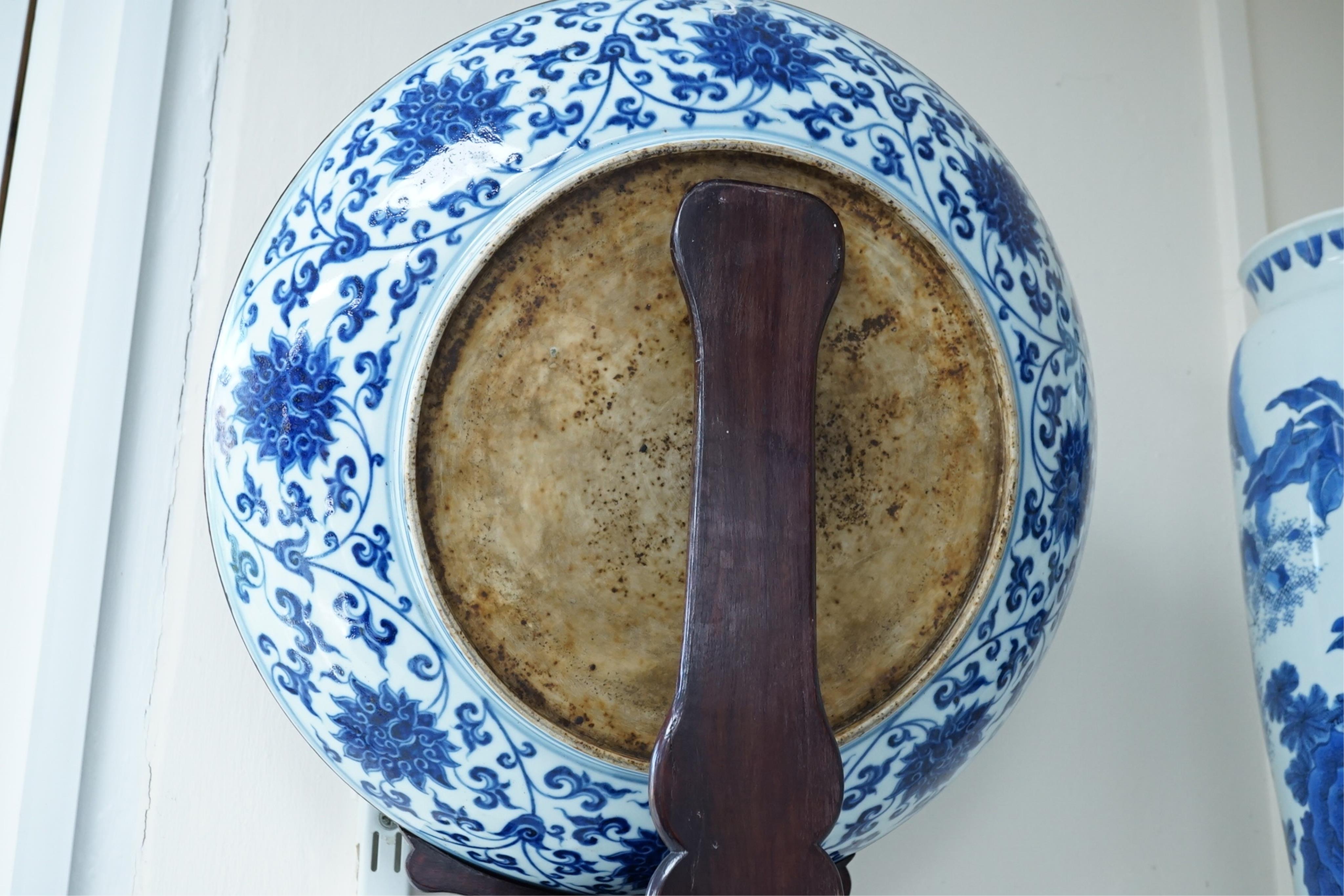 A Chinese blue and white 'Buddhist lions' dish, Ming Dynasty or later